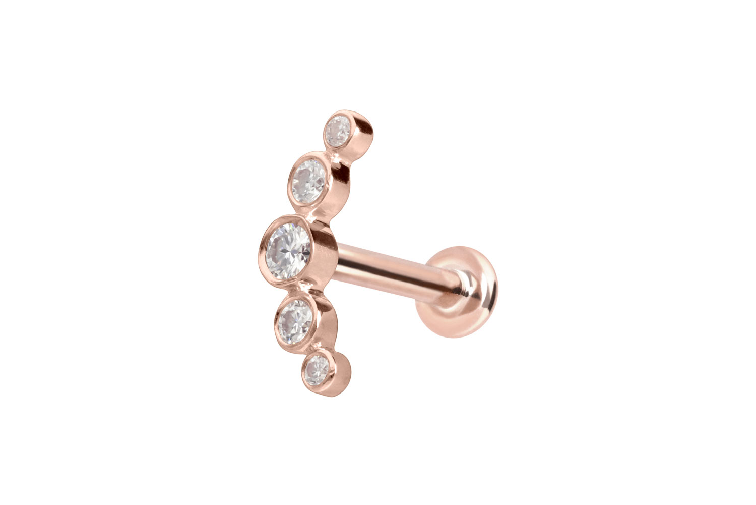 14 Karat Gold Labret mit Innengewinde MOISSANIT-BOGEN